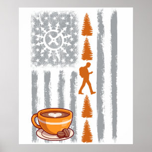 coffee geocoaching- Vintage USA American Flag for  Poster