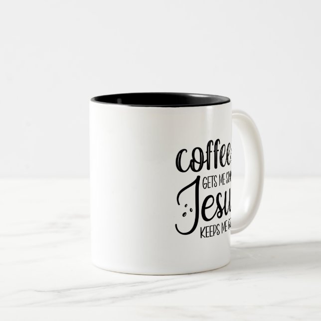 Coffee Gets Me Started Jesus Keeps Me Going-01 Two-Tone Coffee Mug (Front Right)