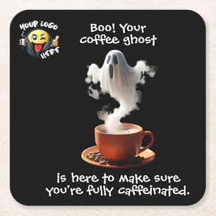 Coffee Ghost Square Paper Coaster