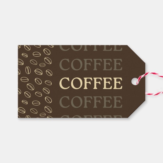 Coffee Gift Tag – Retro Coffee Beans (Front (Horizontal))