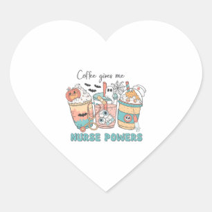Coffee Gives Me Nurse Power Halloween Heart Sticker