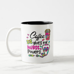 Coffee Gives Me Nurse Powers Two-Tone Coffee Mug