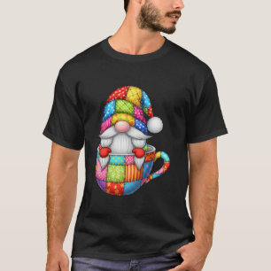 Coffee Gnome in Patchwork Coffee Mug Quilted Winte T-Shirt
