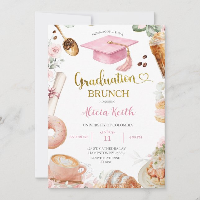 Coffee Graduation party Invitation (Front)