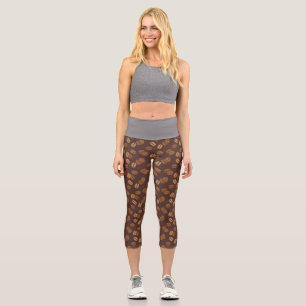 Coffee Grains Beans Dark Roast Brown Caffeine Capri Leggings