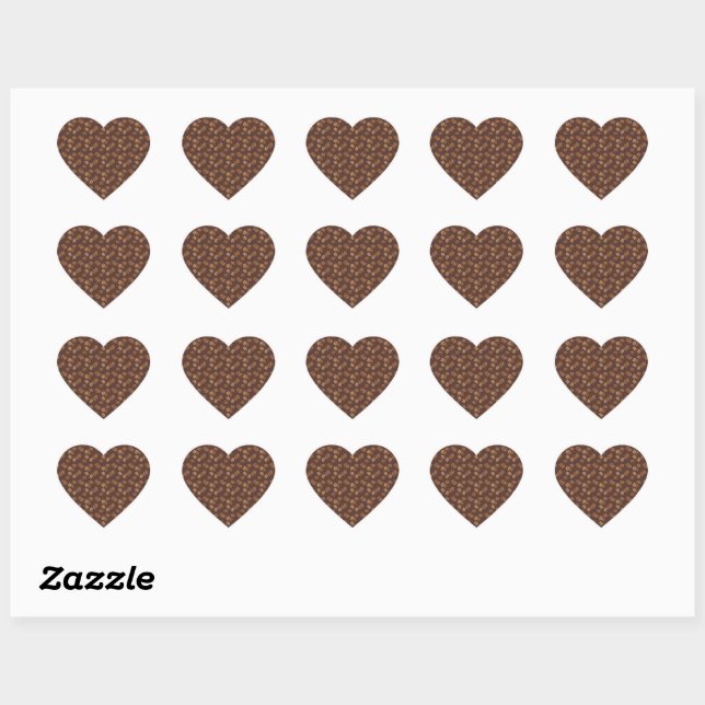 Coffee Grains Beans Dark Roast Brown Caffeine Heart Sticker (Sheet)