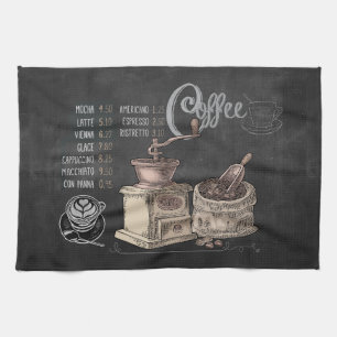 Coffee Grinder: Chalkboard Coffee Art Kitchen Towel