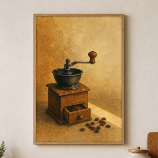 Coffee Grinder Watercolour Cottagecore Art Poster