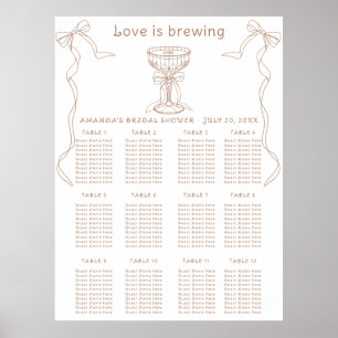 Coffee Hand Drawn Bridal shower seating chart