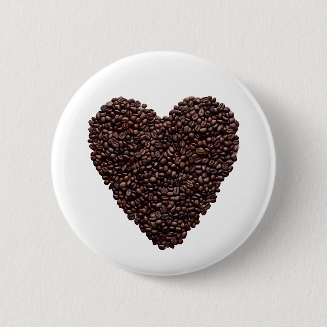 Coffee Heart 2 Inch Round Button (Front)