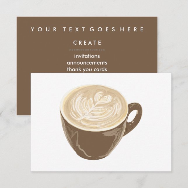 coffee heart art invitation (Front/Back)