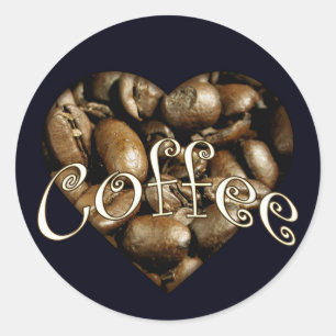 Coffee Heart Classic Round Sticker