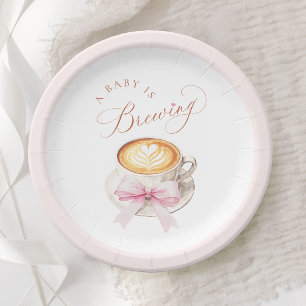 Coffee Heart Latte Baby Shower Paper Plate