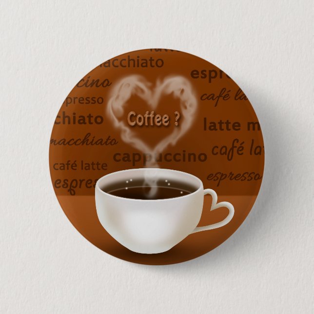 Coffee? Heart Shaped Smoke 2 Inch Round Button (Front)