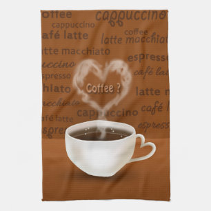 Coffee? Heart Shaped Smoke Kitchen Towel