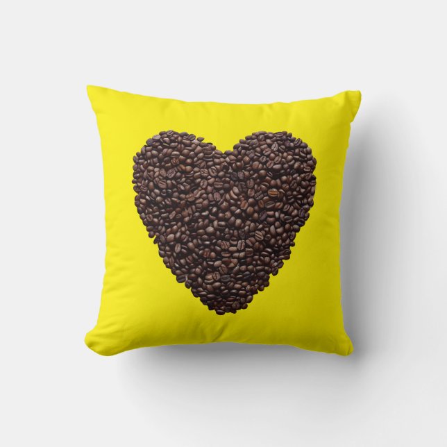 Coffee Heart Throw Pillow (Front)