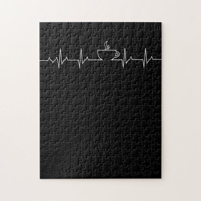 Coffee Heartbeat Funny Heartbeat Lover TShirt Jigsaw Puzzle (Vertical)