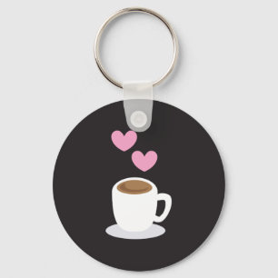 Coffee Hearts on black Keychain