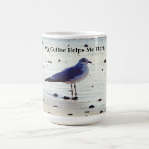 Coffee Helps Me Think Seagull Contemplating Mug