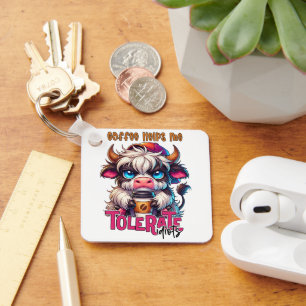 Coffee Helps Me Tolerate Idiots  Keychain