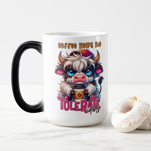 Coffee Helps Me Tolerate Idiots  Magic Mug (With Donut)