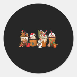 Coffee Hot Cocoa Merry Christmas Xmas Family Pajam Classic Round Sticker