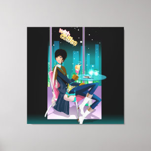 Coffee House Girl Wrapped Canvas