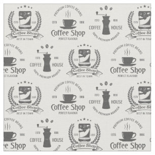 Coffee House Logos Fabric