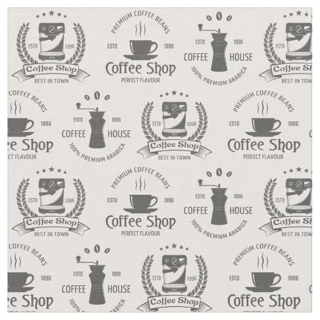 Coffee House Logos  Fabric (Close Up)