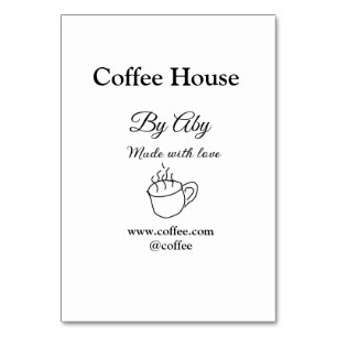 Coffee house made with love add text website socia table number