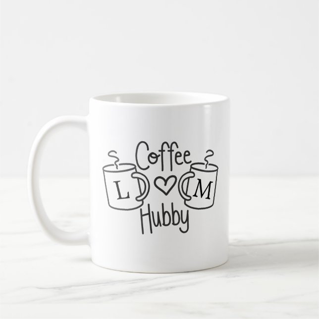 Coffee Hubby Love Monogram Mug (Left)