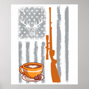 coffee hunting- Vintage USA American Flag for hunt Poster