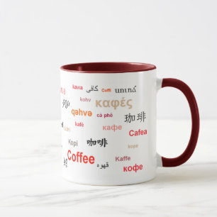 Coffee in different languages (red) mug