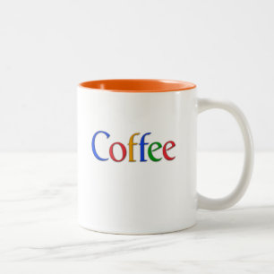 coffee in google font Two-Tone coffee mug