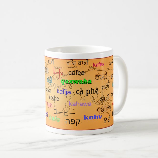Coffee in Many Languages Coffee Mug (Front Right)