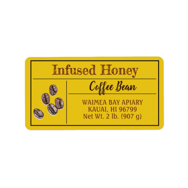 Coffee Infused Honey Jar Label (Front)