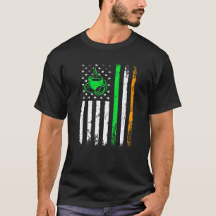 Coffee  Irish American Flag St Patrick's Day Men W T-Shirt