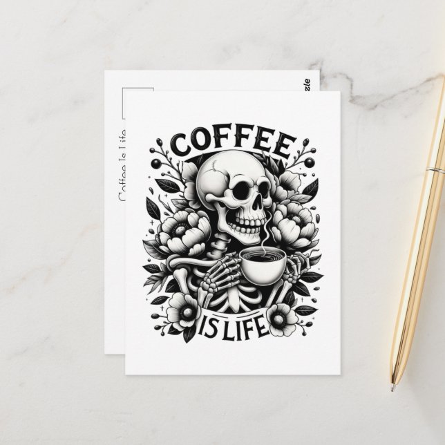 Coffee Is Life Postcard (Front/Back In Situ)