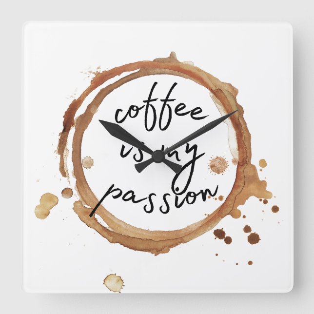 coffee is my passion square wall clock (Front)