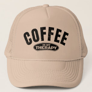 coffee is my therapy caffeine funny typography trucker hat