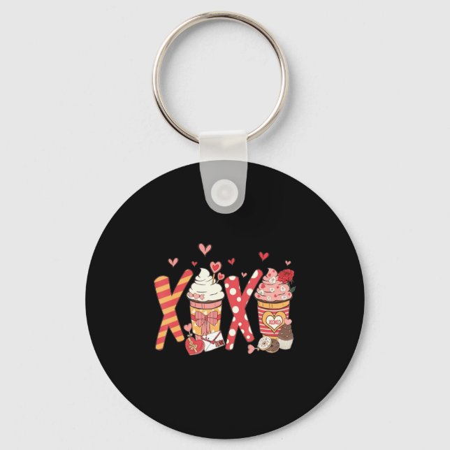 Coffee Is My Valentine Funny Teacher Coffee Lover  Keychain (Front)
