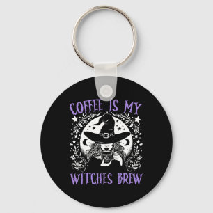 Coffee Is My Witches Brew Retro Halloween Witch Br Keychain
