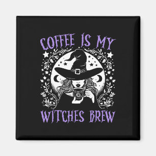 Coffee Is My Witches Brew Retro Halloween Witch Br Magnet
