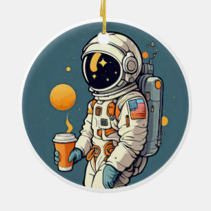 Coffee is OUT OF THIS WORLD astronaut space travel Ceramic Ornament