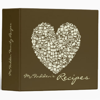 Coffee & Ivory Coloured Heart Recipe Binder