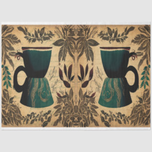 Coffee jar ephemera collage tissue paper