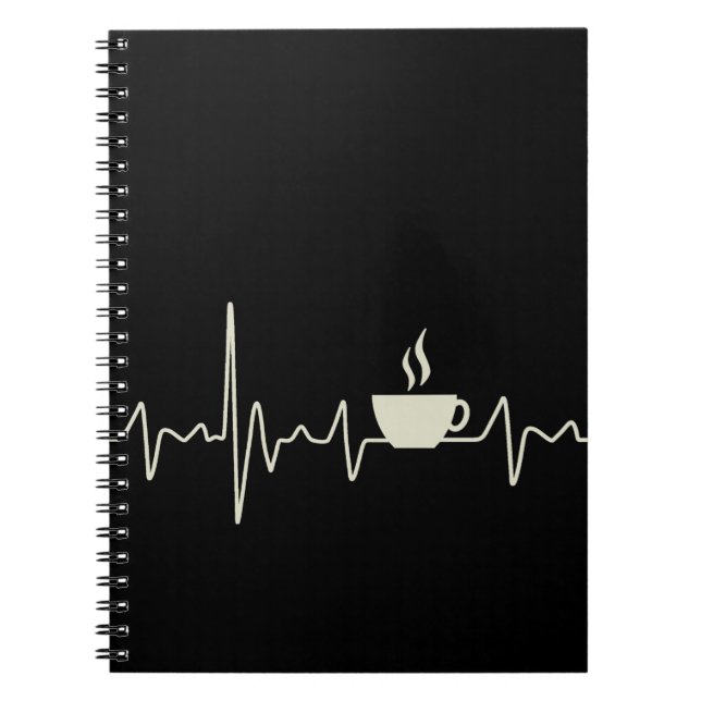 Coffee junkie espresso design with heartbeat notebook (Front)