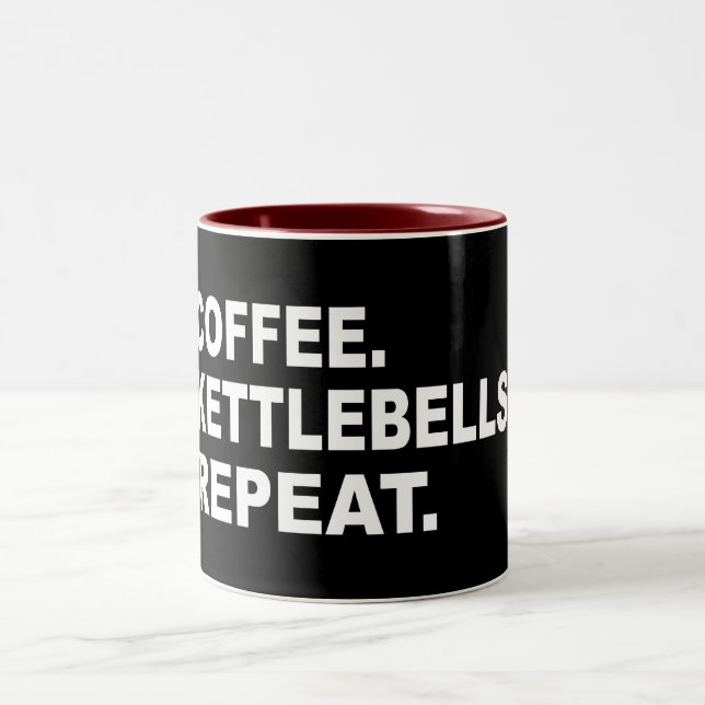 Coffee Kettlebells Repeat Two-Tone Coffee Mug (Center)