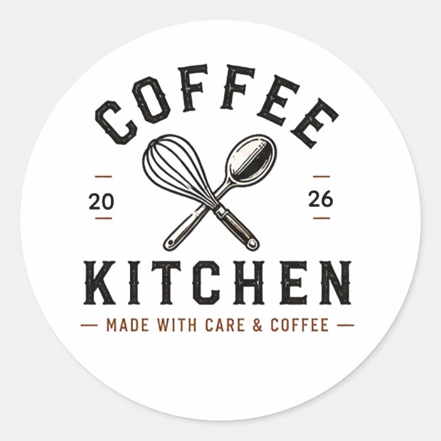 ☕ Coffee Kitchen Cafe Staff Logo ☕ Classic Round Sticker (Front)