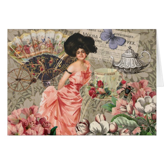 Coffee Lady Victorian Woman Pink Classy (Front Horizontal)